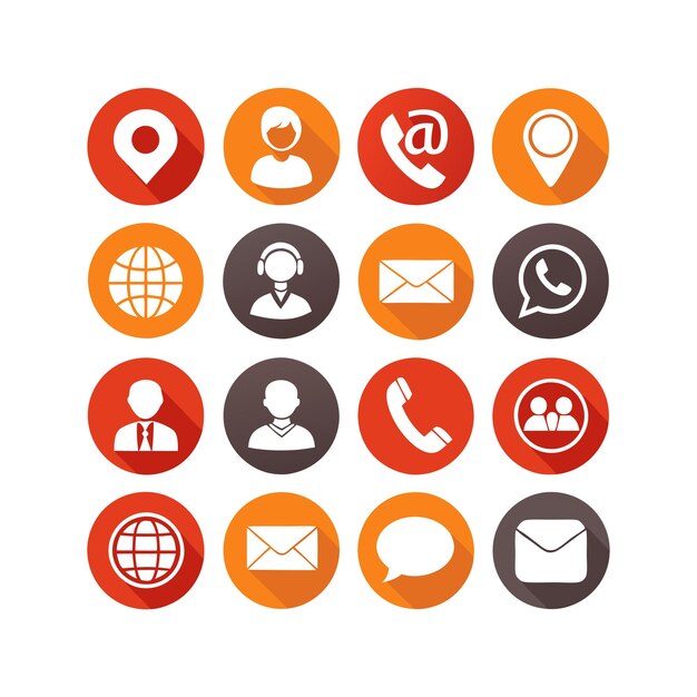 Ilustración vectorial de colección de iconos de contacto para sitios web y aplicaciones móviles