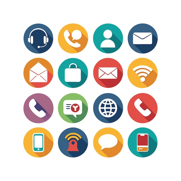 Ilustración vectorial de colección de iconos de contacto para sitios web y aplicaciones móviles