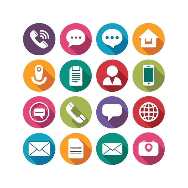 Ilustración vectorial de colección de iconos de contacto para sitios web y aplicaciones móviles