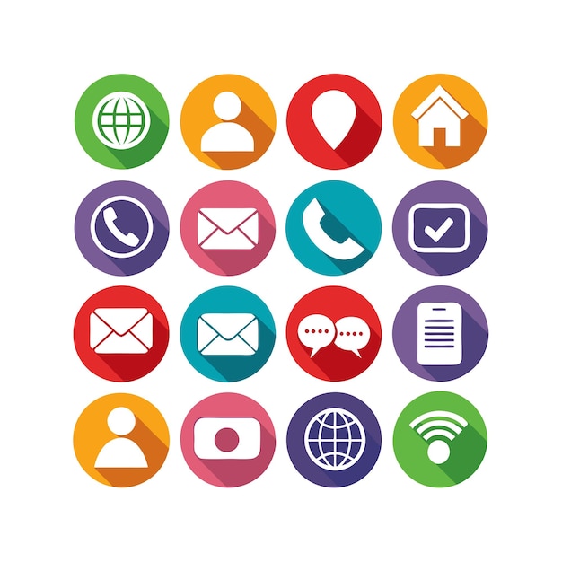 Ilustración vectorial de colección de iconos de contacto para sitios web y aplicaciones móviles