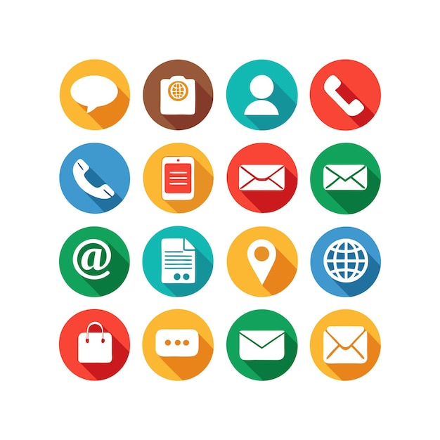 Ilustración vectorial de colección de iconos de contacto para sitios web y aplicaciones móviles