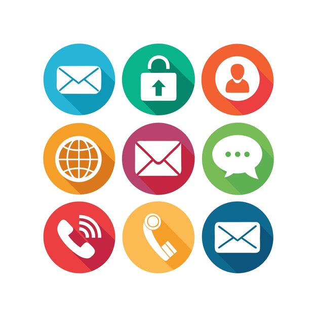Ilustración vectorial de colección de iconos de contacto para sitios web y aplicaciones móviles