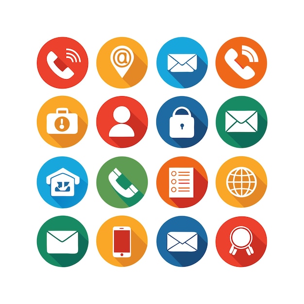 Ilustración vectorial de colección de iconos de contacto para sitios web y aplicaciones móviles
