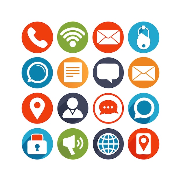 Ilustración vectorial de colección de iconos de contacto para sitios web y aplicaciones móviles