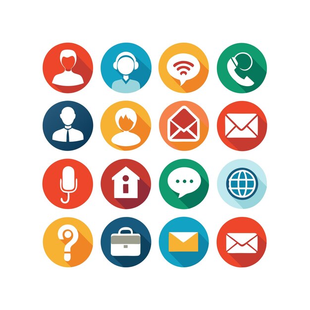 Ilustración vectorial de colección de iconos de contacto para sitios web y aplicaciones móviles