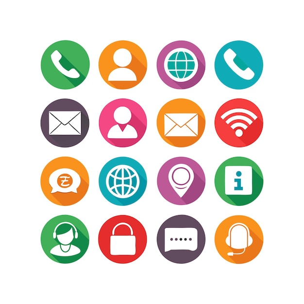 Ilustración vectorial de colección de iconos de contacto para sitios web y aplicaciones móviles