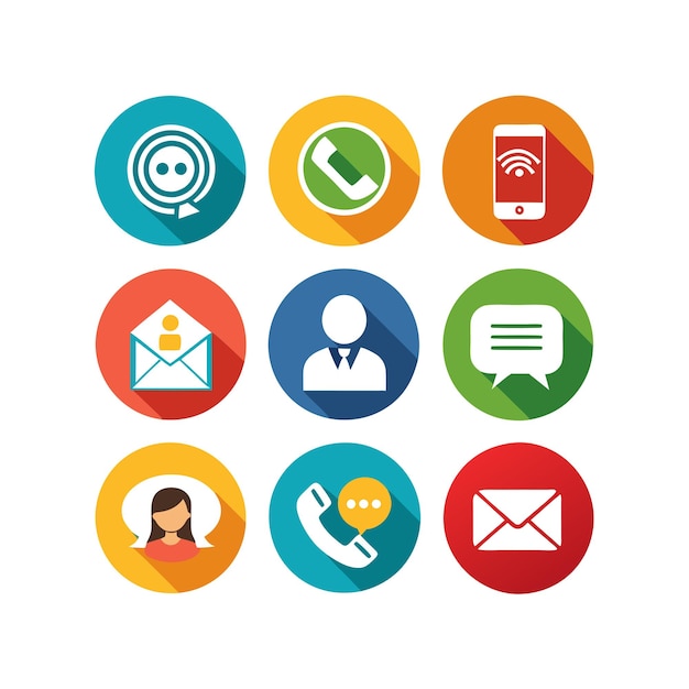 Ilustración vectorial de colección de iconos de contacto para sitios web y aplicaciones móviles