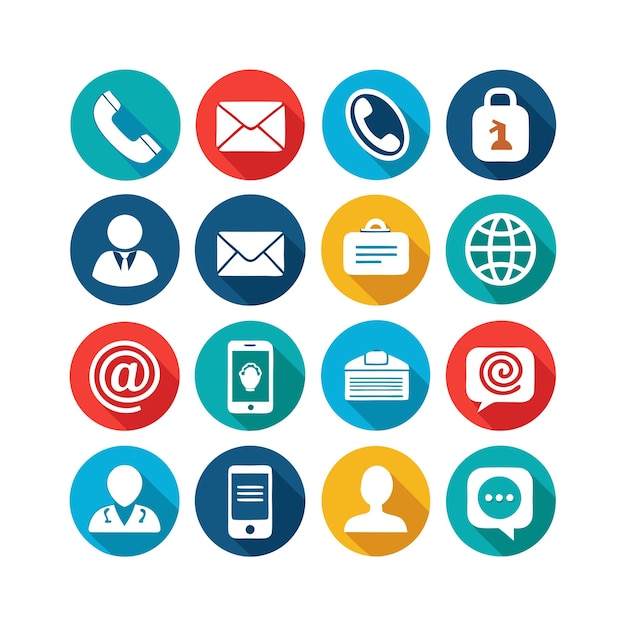 Ilustración vectorial de colección de iconos de contacto para sitios web y aplicaciones móviles