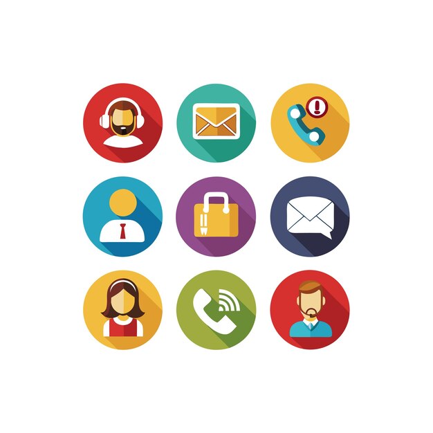 Ilustración vectorial de colección de iconos de contacto para sitios web y aplicaciones móviles
