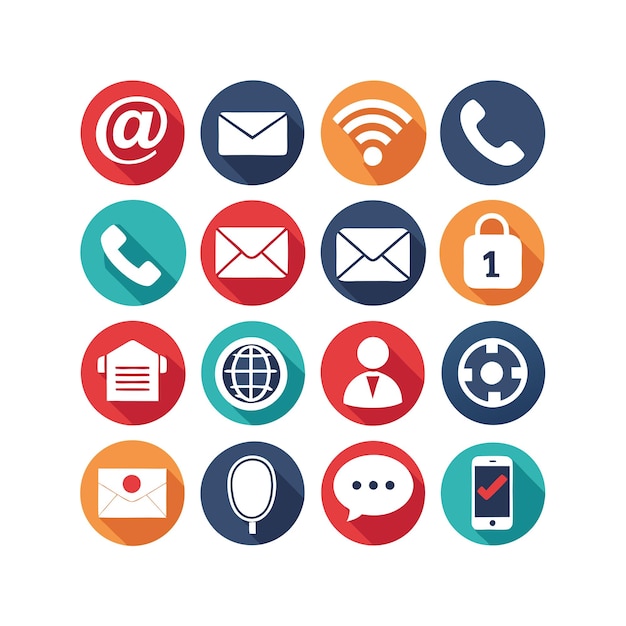 Ilustración vectorial de colección de iconos de contacto para sitios web y aplicaciones móviles