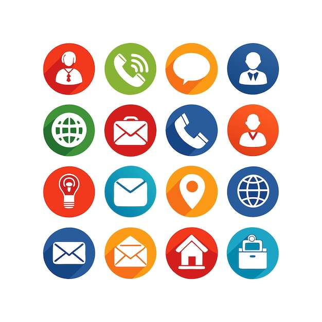 Ilustración vectorial de colección de iconos de contacto para sitios web y aplicaciones móviles