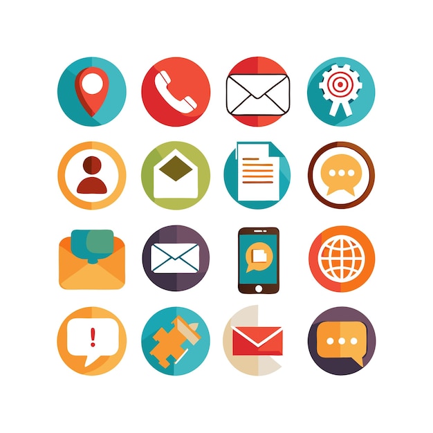 Ilustración vectorial de colección de iconos de contacto para sitios web y aplicaciones móviles