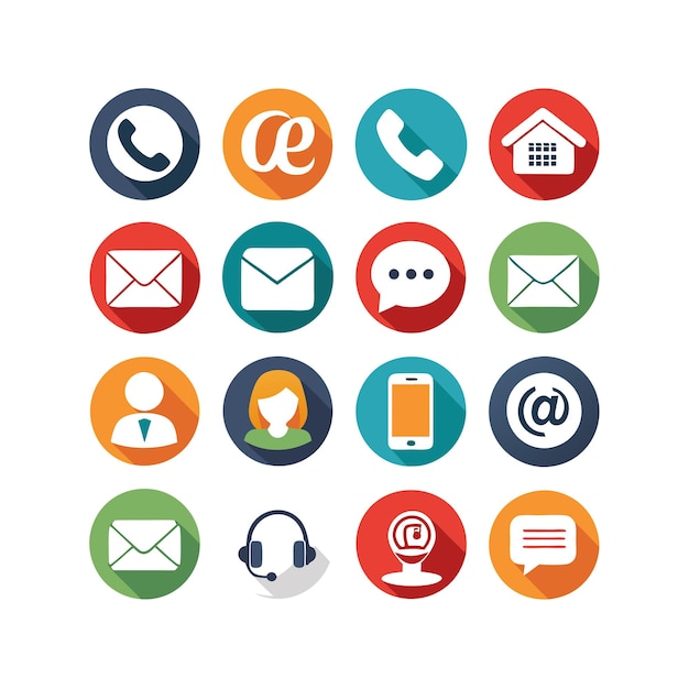 Ilustración vectorial de colección de iconos de contacto para sitios web y aplicaciones móviles
