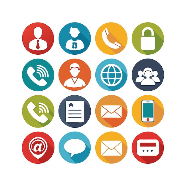 Ilustración vectorial de colección de iconos de contacto para sitios web y aplicaciones móviles