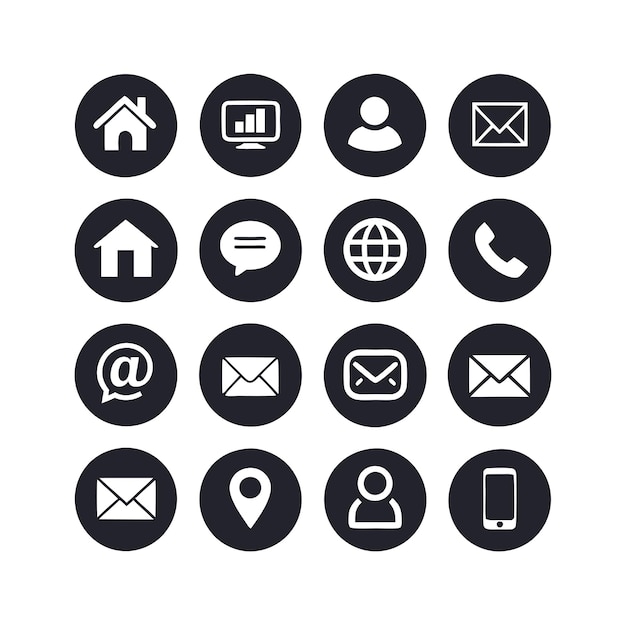 Ilustración vectorial de colección de iconos de contacto para sitios web y aplicaciones móviles