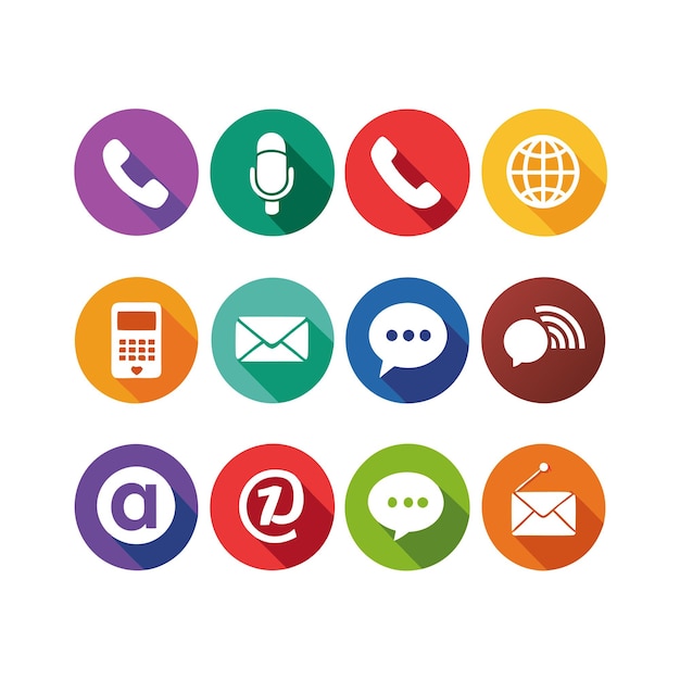 Ilustración vectorial de colección de iconos de contacto para sitios web y aplicaciones móviles