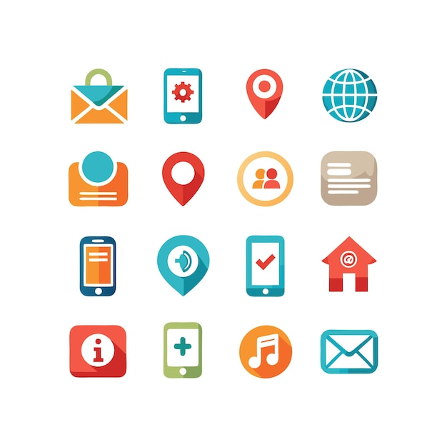 Ilustración vectorial de colección de iconos de contacto para sitios web y aplicaciones móviles