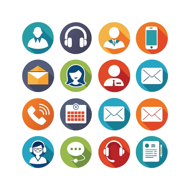 Ilustración vectorial de colección de iconos de contacto para sitios web y aplicaciones móviles