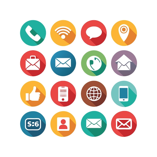 Ilustración vectorial de colección de iconos de contacto para sitios web y aplicaciones móviles