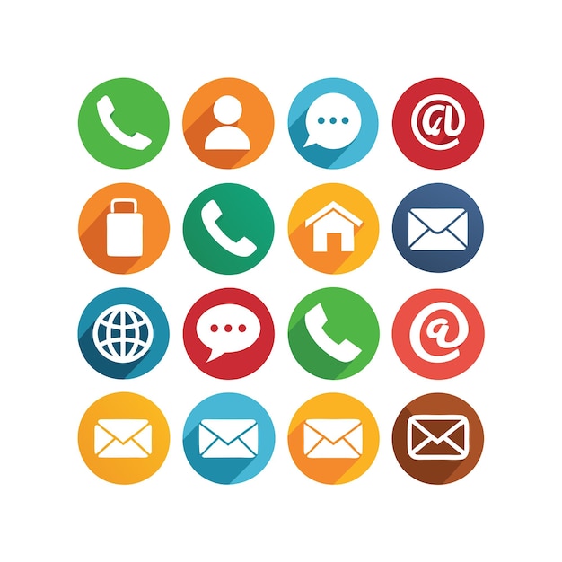 Ilustración vectorial de colección de iconos de contacto para sitios web y aplicaciones móviles