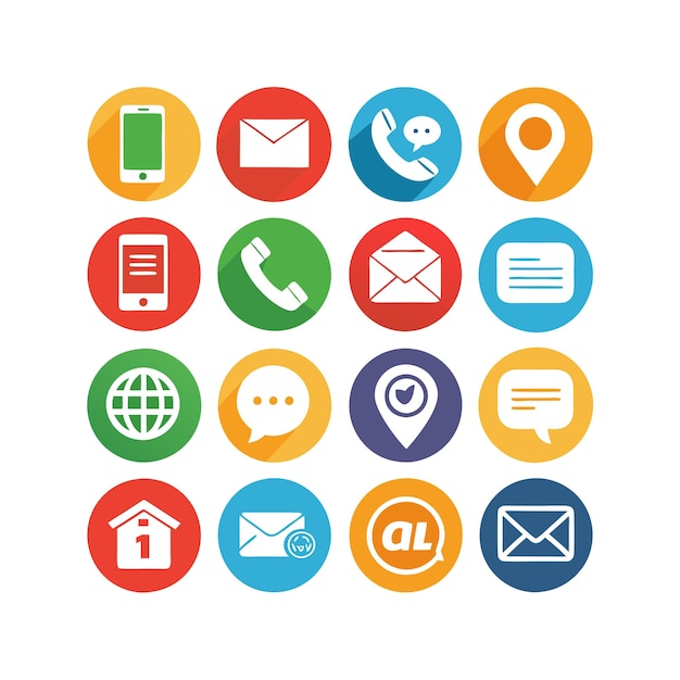 Ilustración vectorial de colección de iconos de contacto para sitios web y aplicaciones móviles