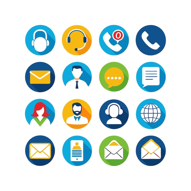 Ilustración vectorial de colección de iconos de contacto para sitios web y aplicaciones móviles