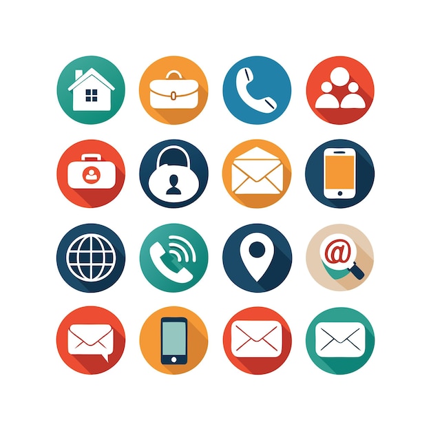 Ilustración vectorial de colección de iconos de contacto para sitios web y aplicaciones móviles
