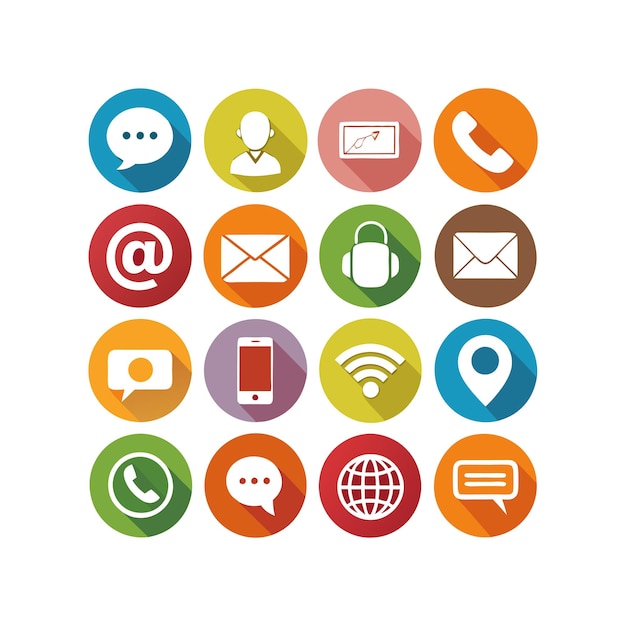 Ilustración vectorial de colección de iconos de contacto para sitios web y aplicaciones móviles