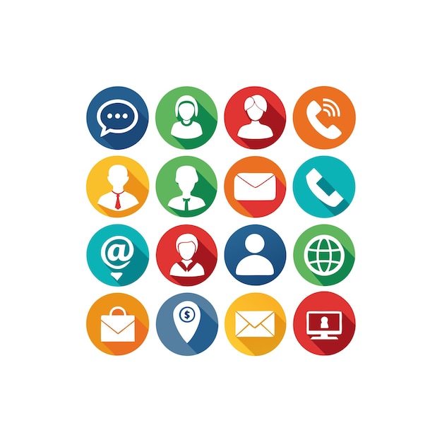 Ilustración vectorial de colección de iconos de contacto para sitios web y aplicaciones móviles