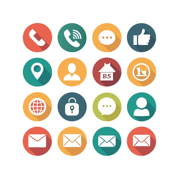 Ilustración vectorial de colección de iconos de contacto para sitios web y aplicaciones móviles