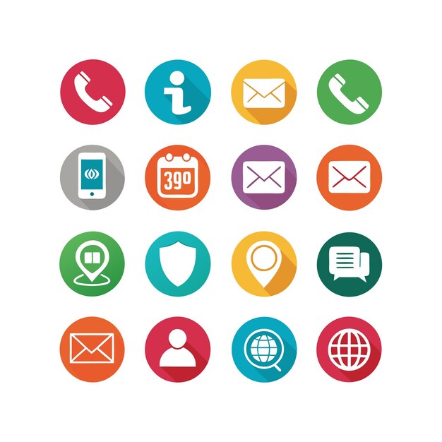 Ilustración vectorial de colección de iconos de contacto para sitios web y aplicaciones móviles
