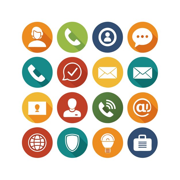 Ilustración vectorial de colección de iconos de contacto para sitios web y aplicaciones móviles