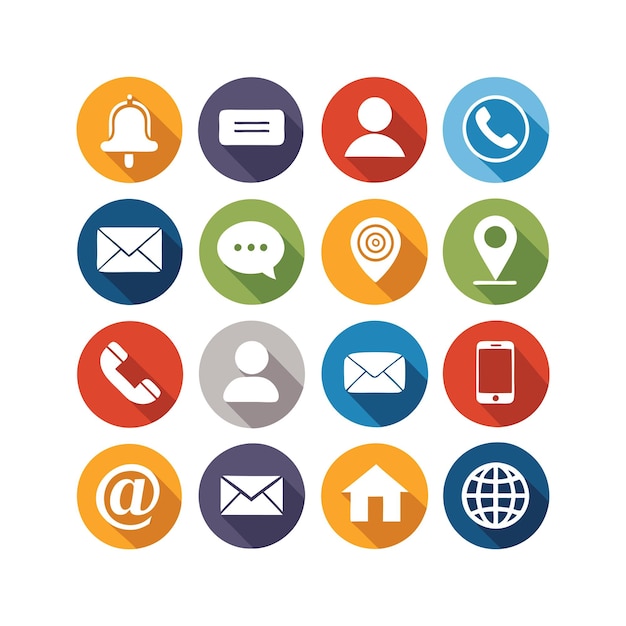 Ilustración vectorial de colección de iconos de contacto para sitios web y aplicaciones móviles