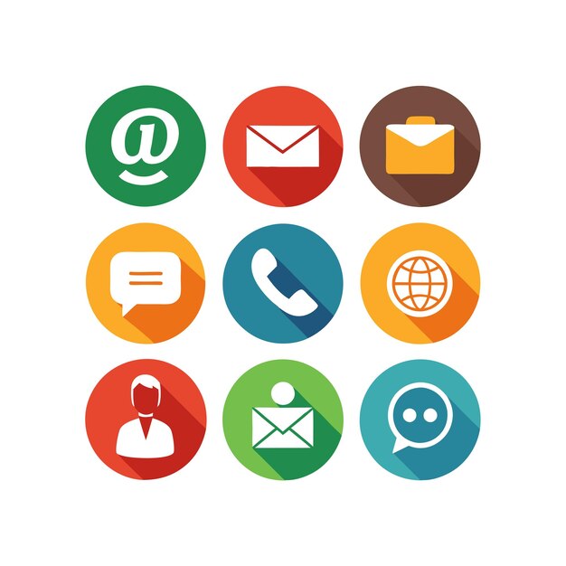 Ilustración vectorial de colección de iconos de contacto para sitios web y aplicaciones móviles
