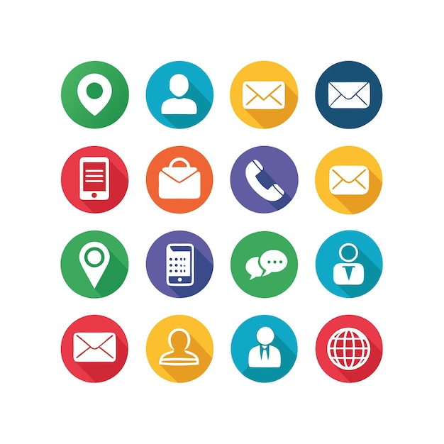Ilustración vectorial de colección de iconos de contacto para sitios web y aplicaciones móviles