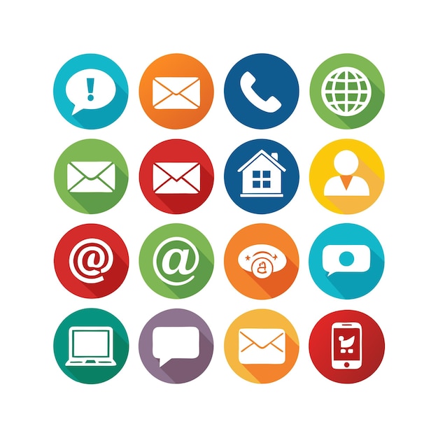 Ilustración vectorial de colección de iconos de contacto para sitios web y aplicaciones móviles