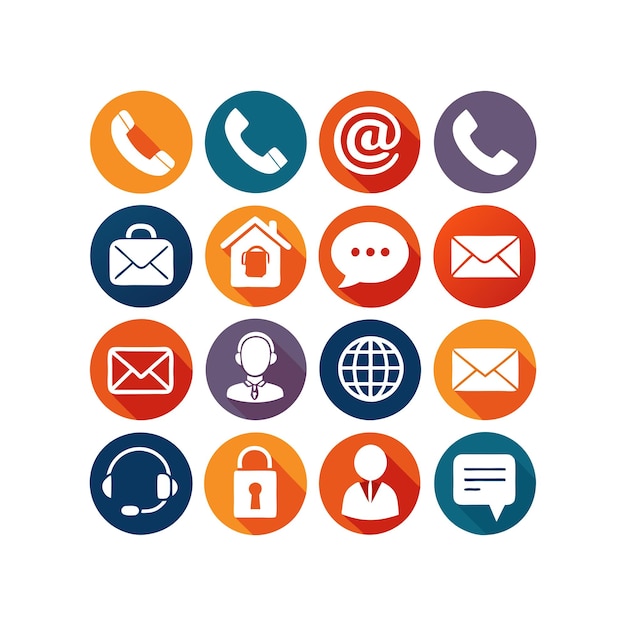 Ilustración vectorial de colección de iconos de contacto para sitios web y aplicaciones móviles