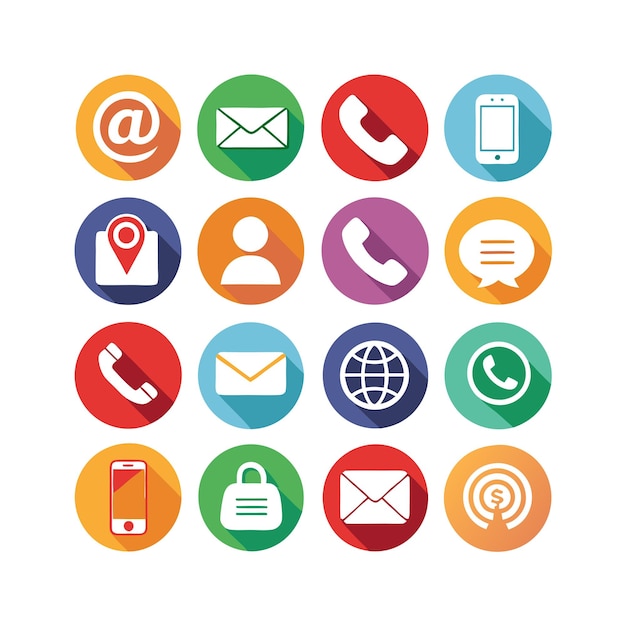 Ilustración vectorial de colección de iconos de contacto para sitios web y aplicaciones móviles