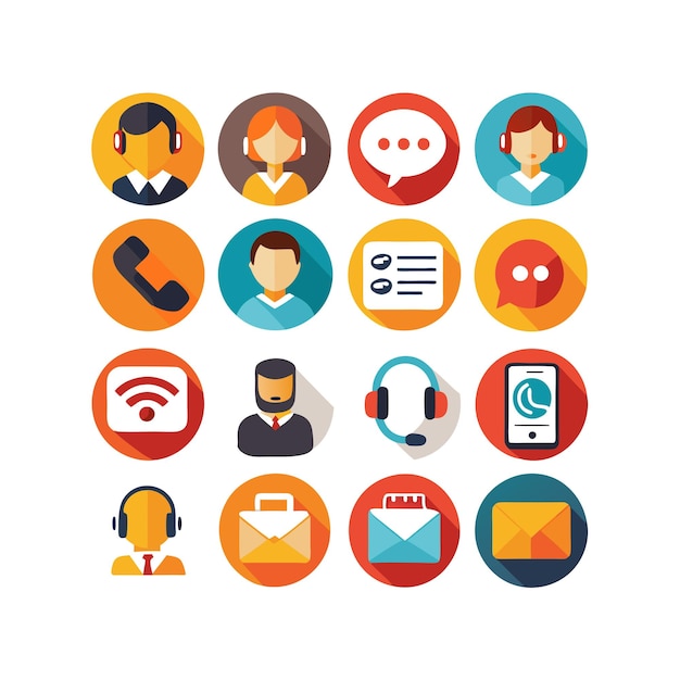 Ilustración vectorial de colección de iconos de contacto para sitios web y aplicaciones móviles