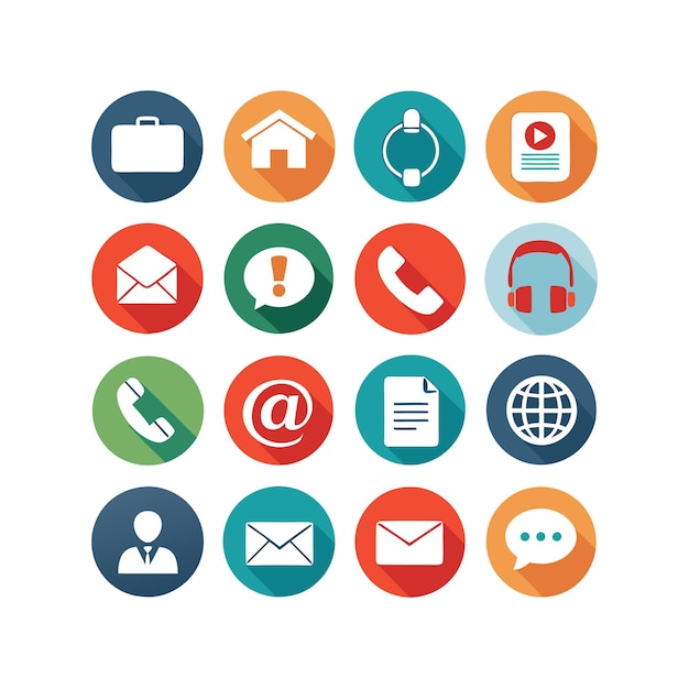Ilustración vectorial de colección de iconos de contacto para sitios web y aplicaciones móviles
