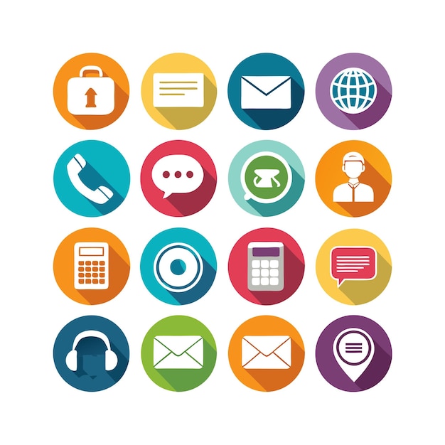 Ilustración vectorial de colección de iconos de contacto para sitios web y aplicaciones móviles