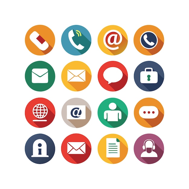 Ilustración vectorial de colección de iconos de contacto para sitios web y aplicaciones móviles