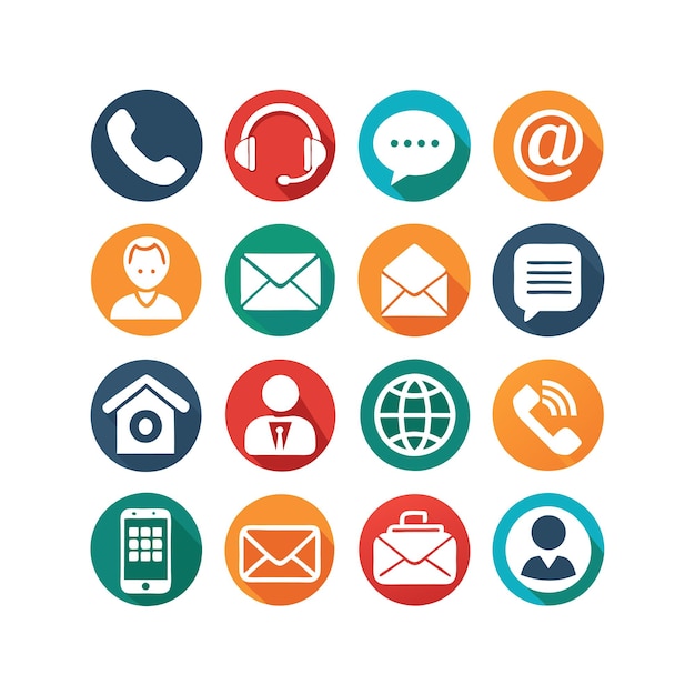 Ilustración vectorial de colección de iconos de contacto para sitios web y aplicaciones móviles