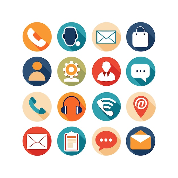 Ilustración vectorial de colección de iconos de contacto para sitios web y aplicaciones móviles