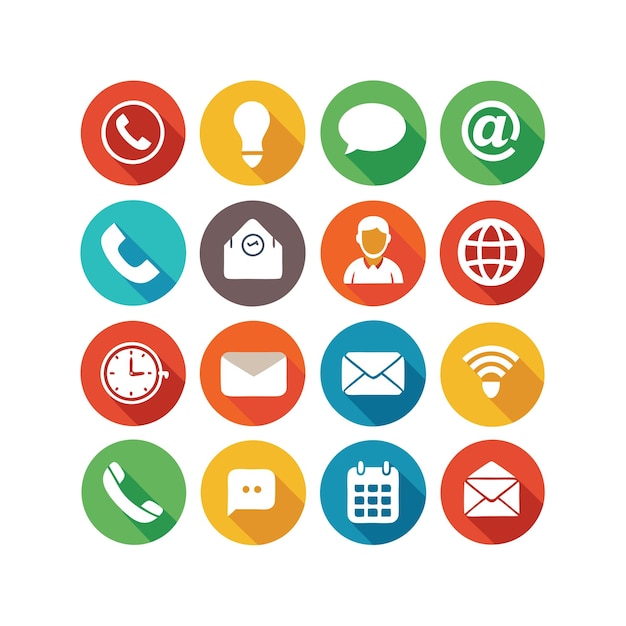 Ilustración vectorial de colección de iconos de contacto para sitios web y aplicaciones móviles