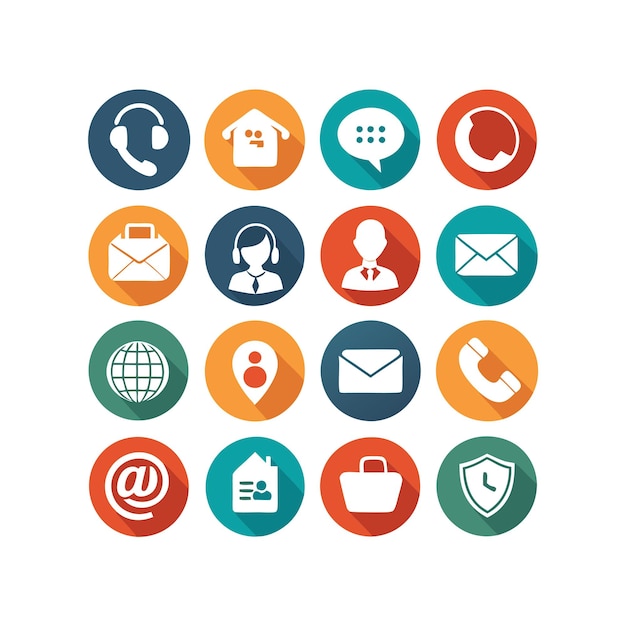Ilustración vectorial de colección de iconos de contacto para sitios web y aplicaciones móviles