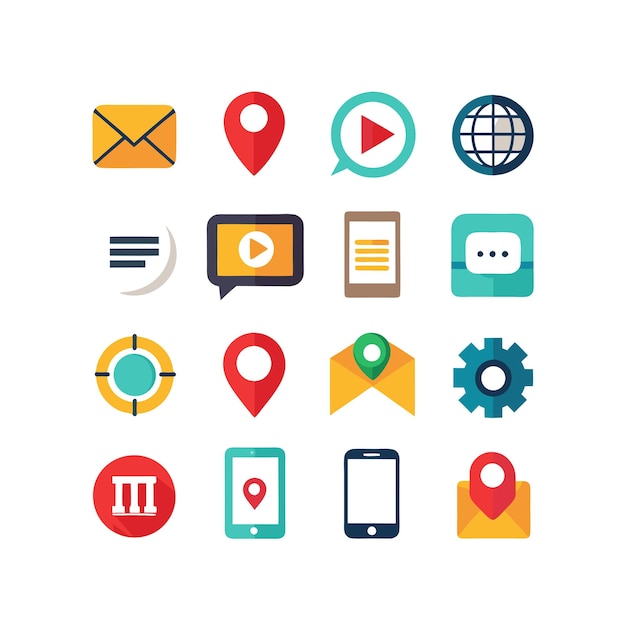 Ilustración vectorial de colección de iconos de contacto para sitios web y aplicaciones móviles
