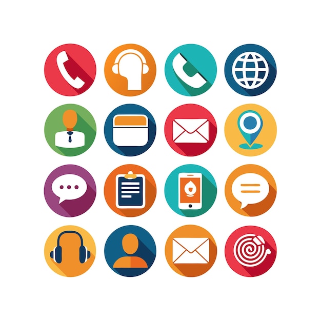 Ilustración vectorial de colección de iconos de contacto para sitios web y aplicaciones móviles