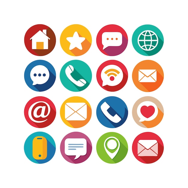 Ilustración vectorial de colección de iconos de contacto para sitios web y aplicaciones móviles