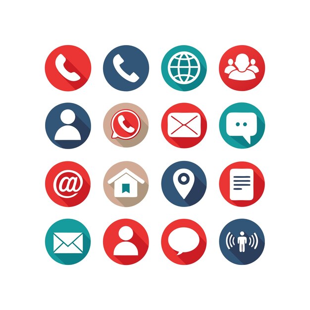 Ilustración vectorial de colección de iconos de contacto para sitios web y aplicaciones móviles